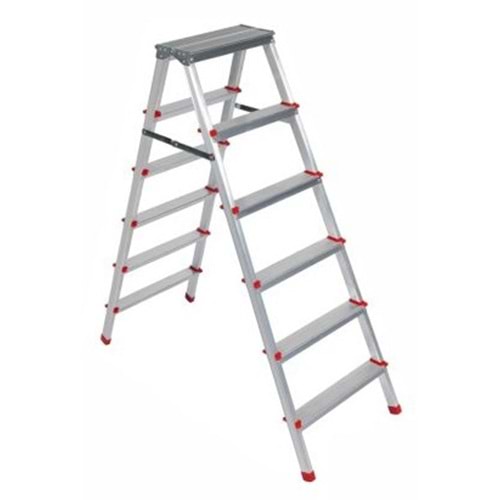 ALÜMİNYUM ÇİFT ÇIKIŞLI MERDİVEN 6 BASAMAKLI