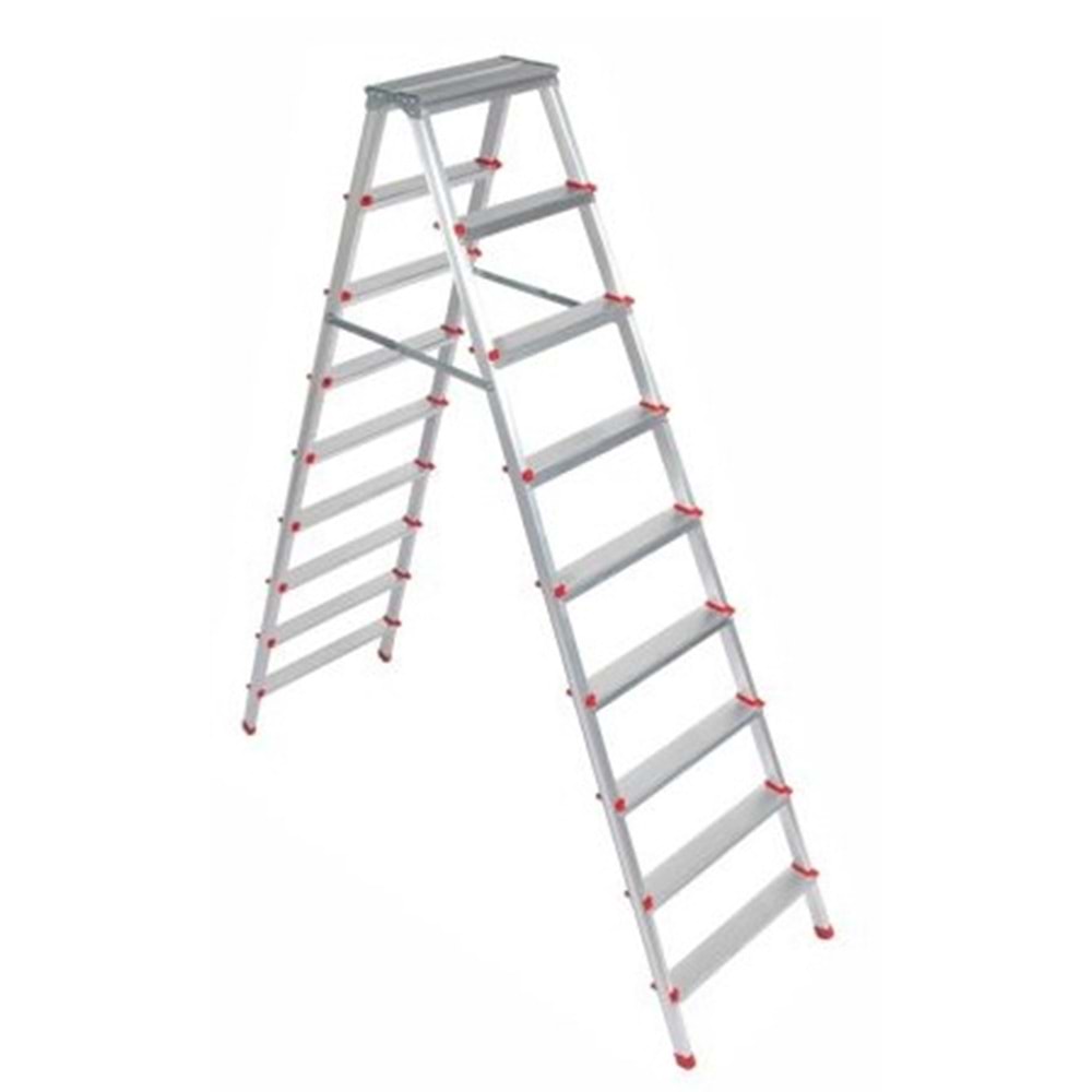 ALÜMİNYUM ÇİFT ÇIKIŞLI MERDİVEN 9 BASAMAKLI