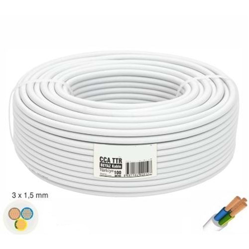 MONOFAZE KABLO CCA TTR BEYAZ 3 * 1,5 MM