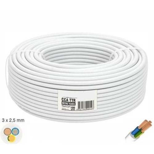 MONOFAZE KABLO CCA TTR BEYAZ 3 * 2,5 MM