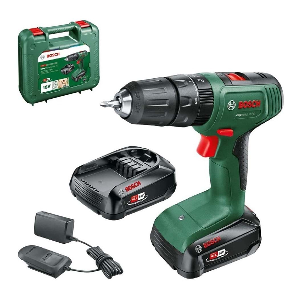 Bosch EasyImpact 18V-40 Akülü Matkap ( Çift Akü, 2,0 Ah)